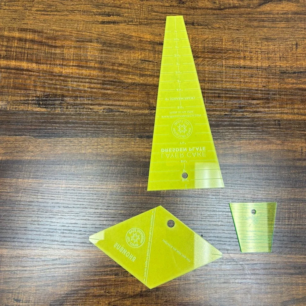 Missouri Star Quilt Co Template Set Dresden Plate Rhombus Mini Tumbler NeonGreen